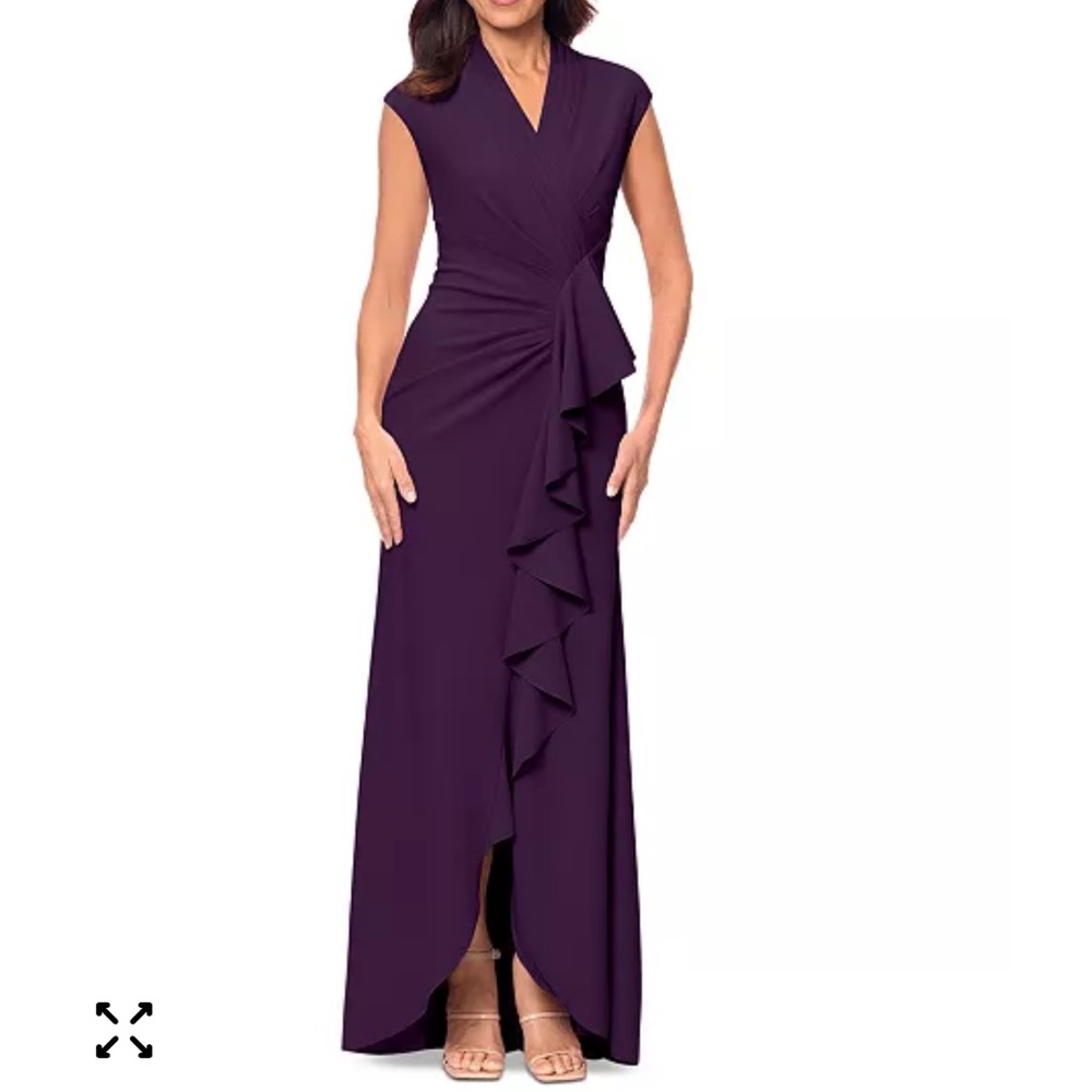 Betsy & Adam Women's Waterfall-Ruffle Gathered-Waist Gown